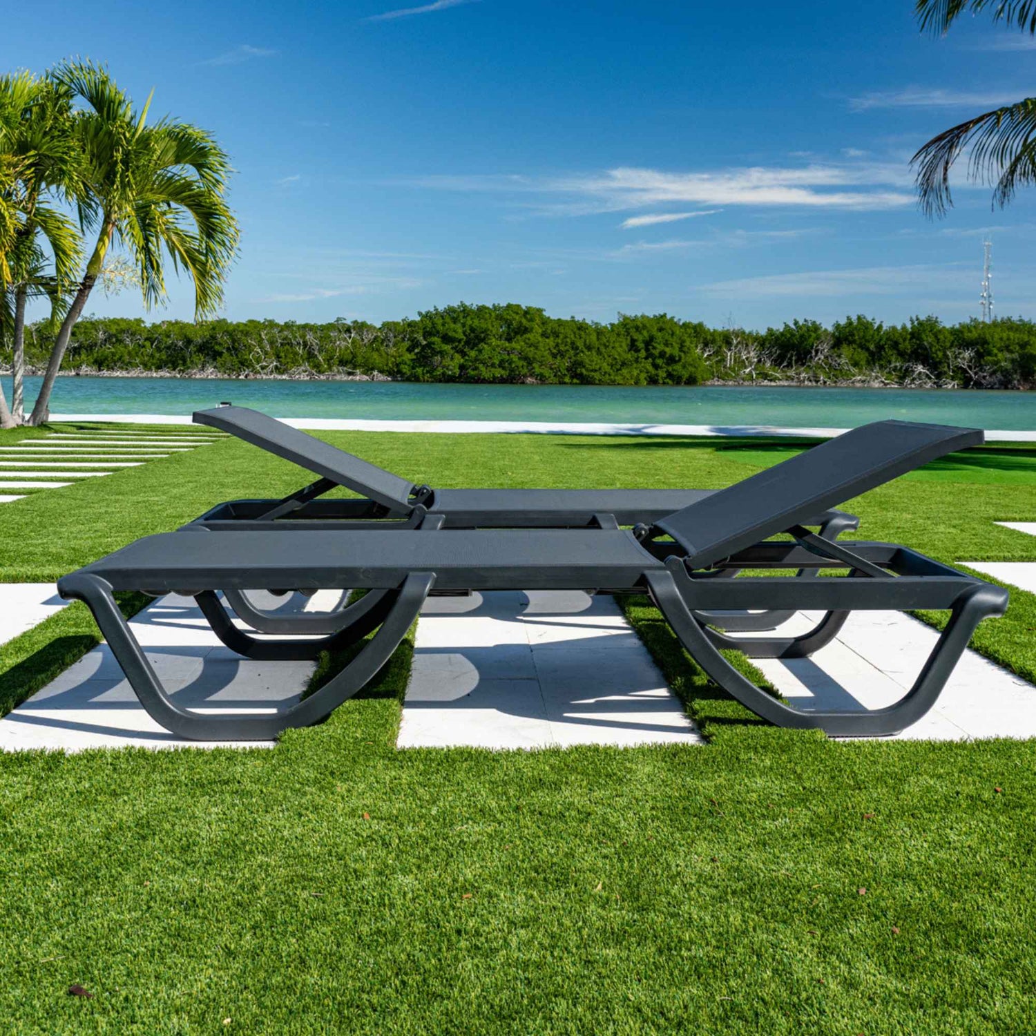 Rainbow Outdoor Florence Set of 2 Chaise Lounger - Anthracite - Anthracite Sling