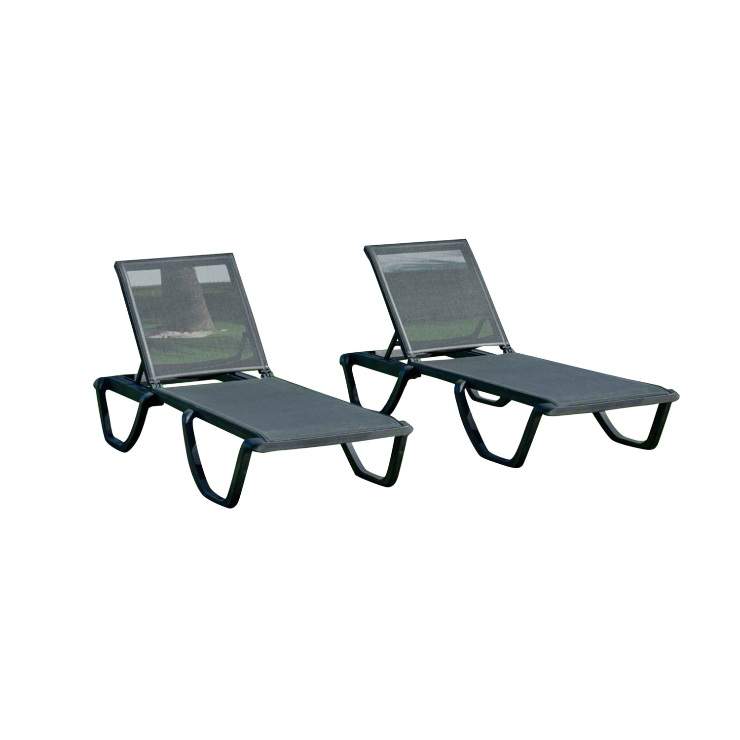 Rainbow Outdoor Florence Set of 2 Chaise Lounger - Anthracite - Anthracite Sling