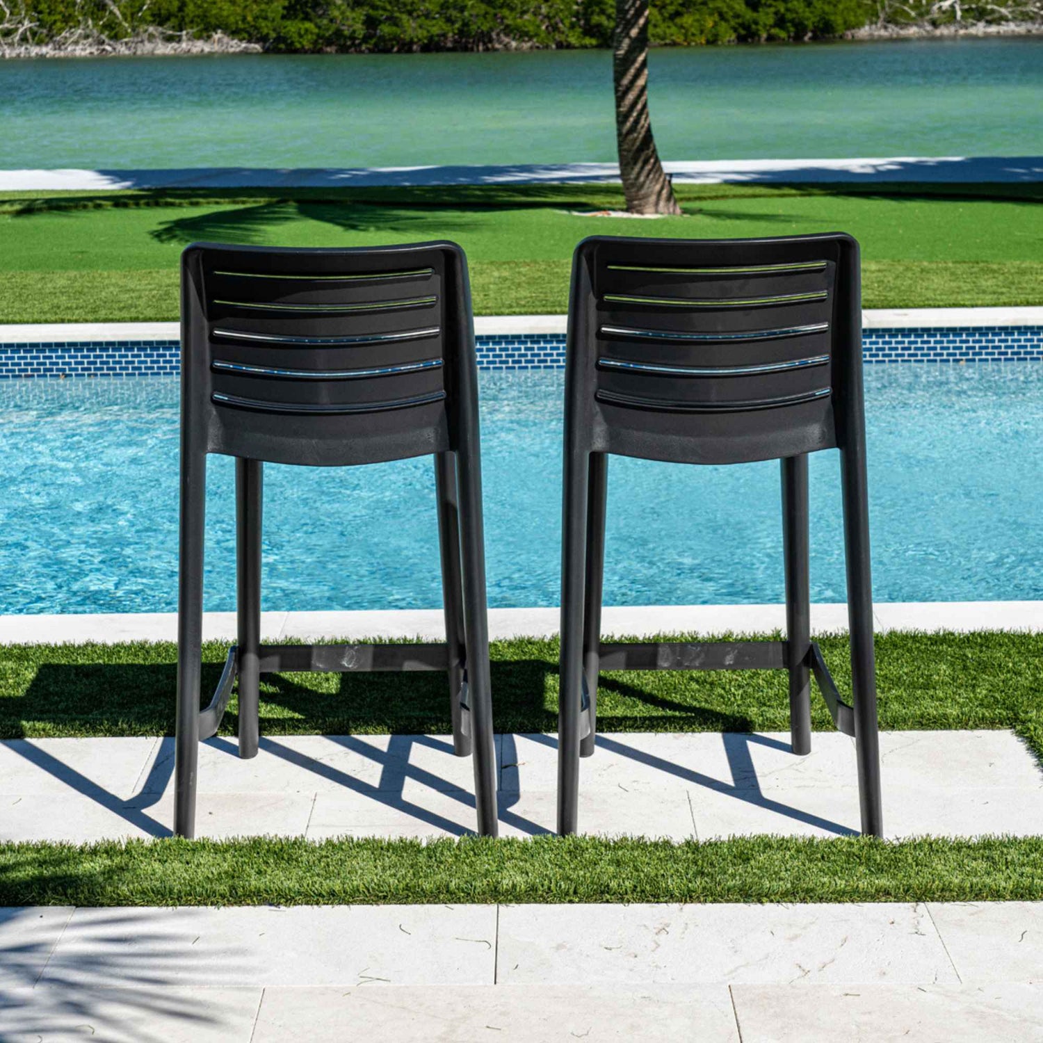 Rainbow Outdoor Leva Set of 2 Barstools - Anthracite