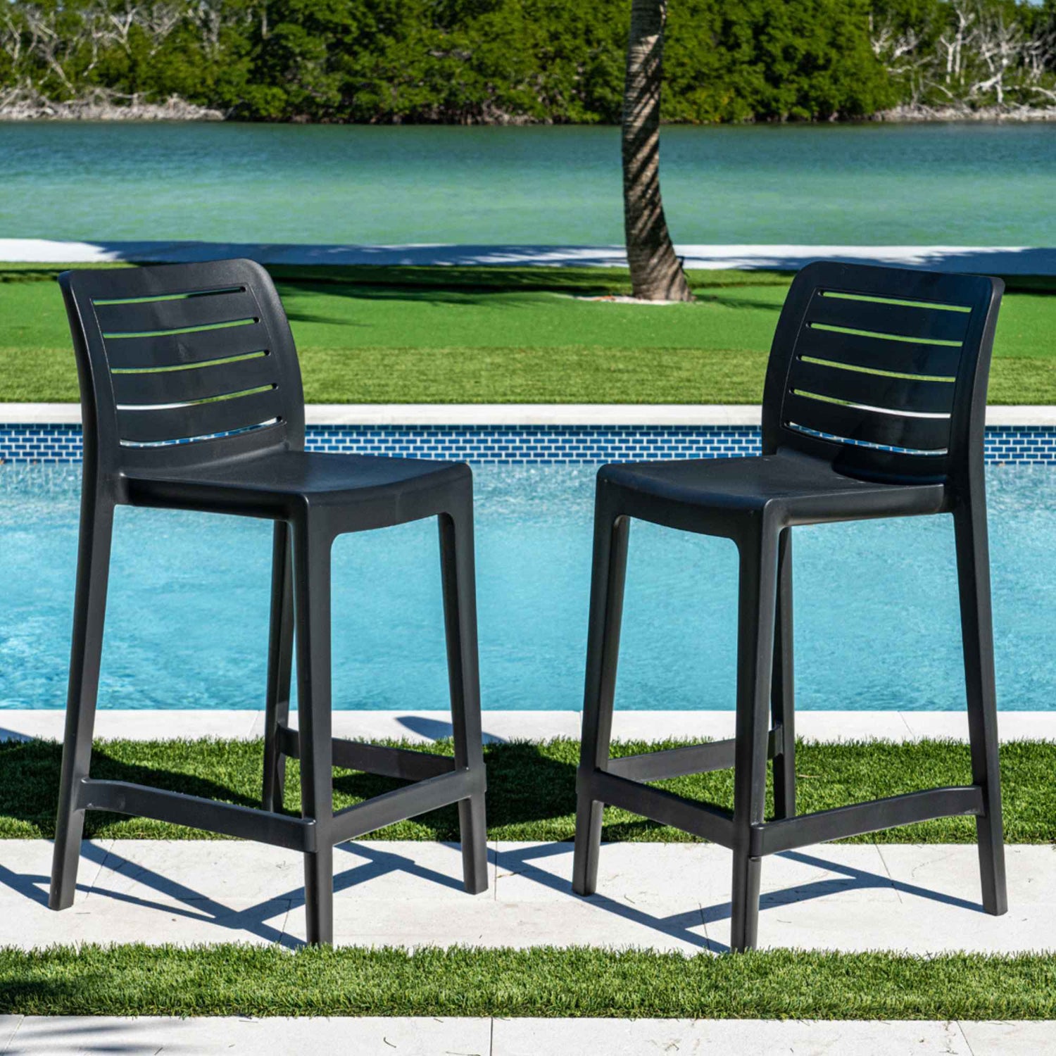 Rainbow Outdoor Leva Set of 2 Barstools - Anthracite