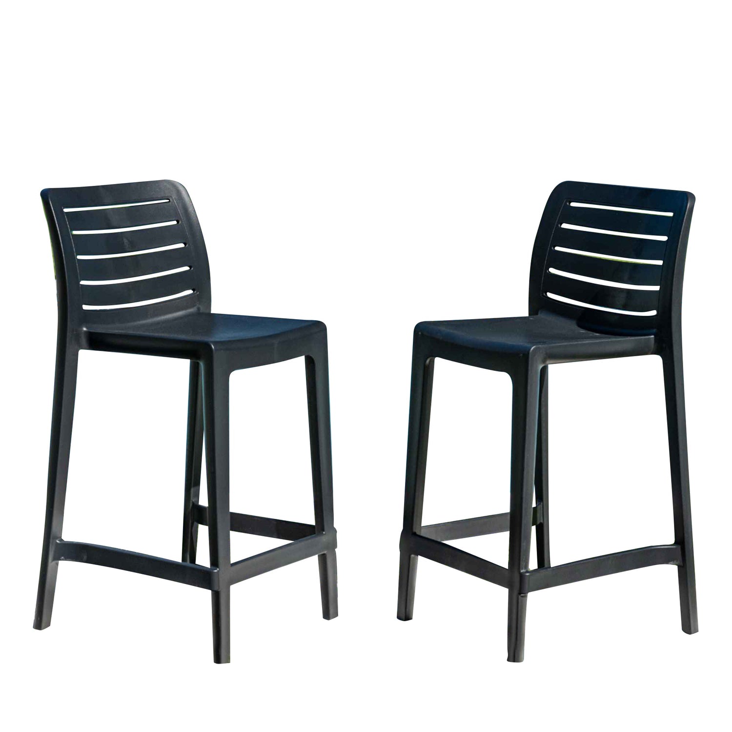 Rainbow Outdoor Leva Set of 2 Barstools - Anthracite