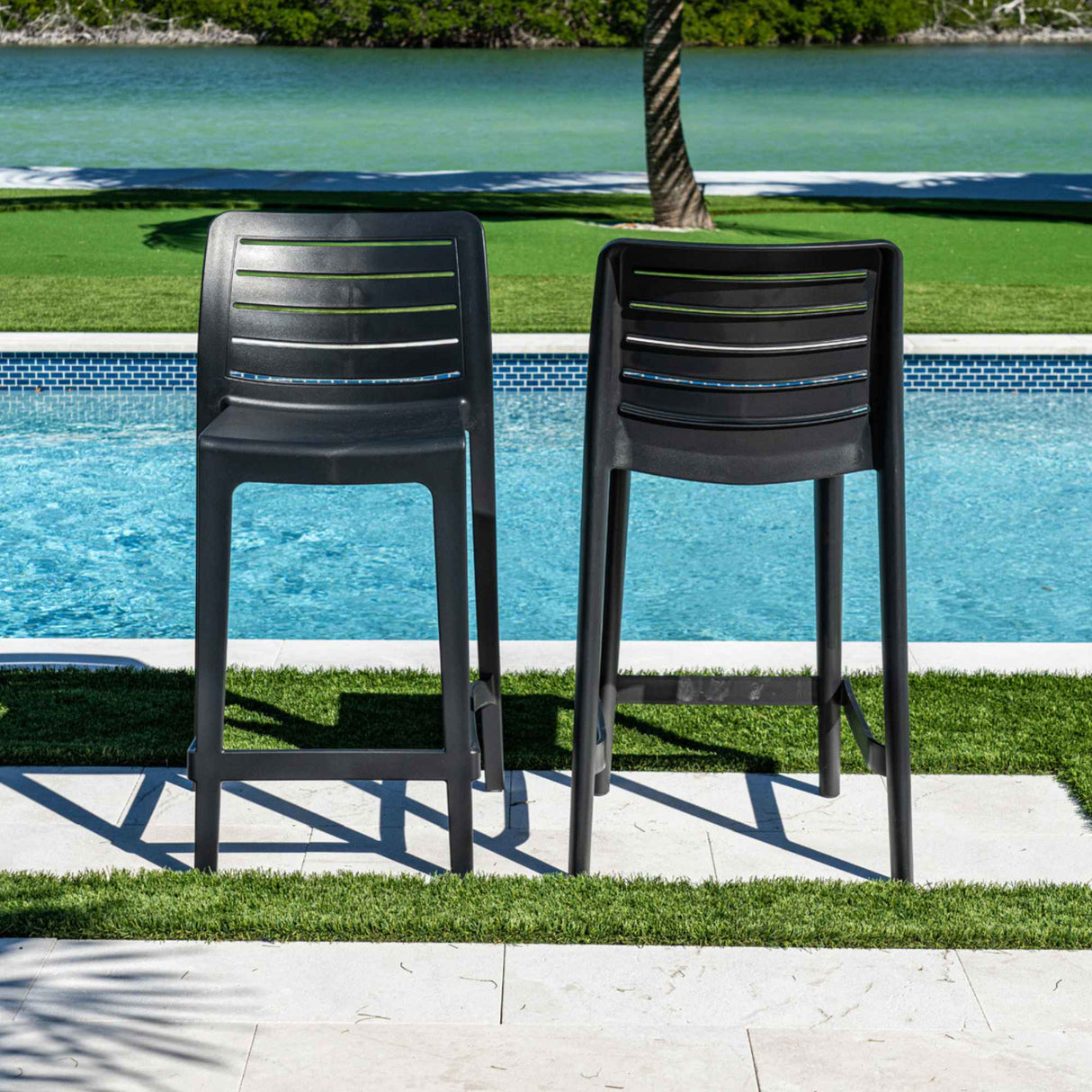 Rainbow Outdoor Leva Set of 2 Counter Stools - Anthracite