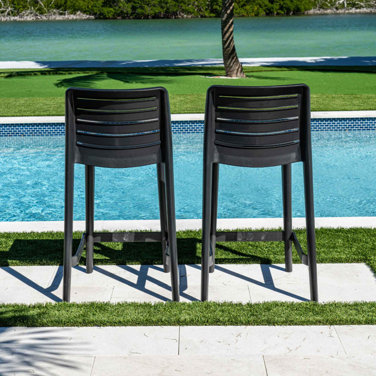 Rainbow Outdoor Leva Set of 2 Counter Stools - Anthracite