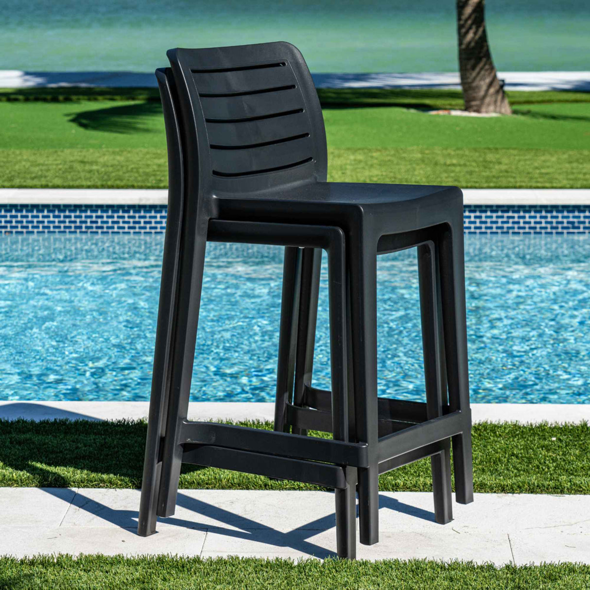 Rainbow Outdoor Leva Set of 2 Counter Stools - Anthracite