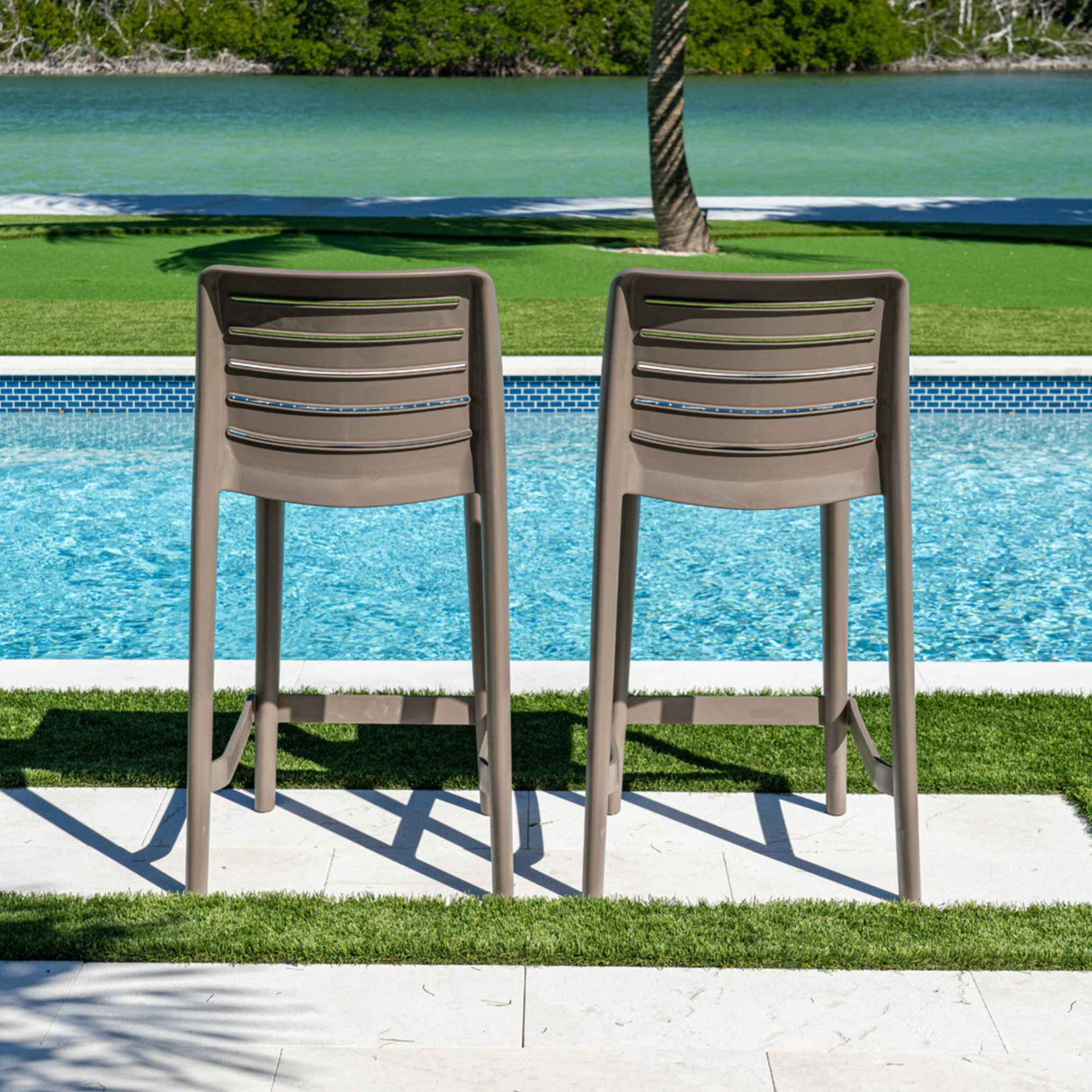 Rainbow Outdoor Leva Set of 2 Barstools - Cappucino