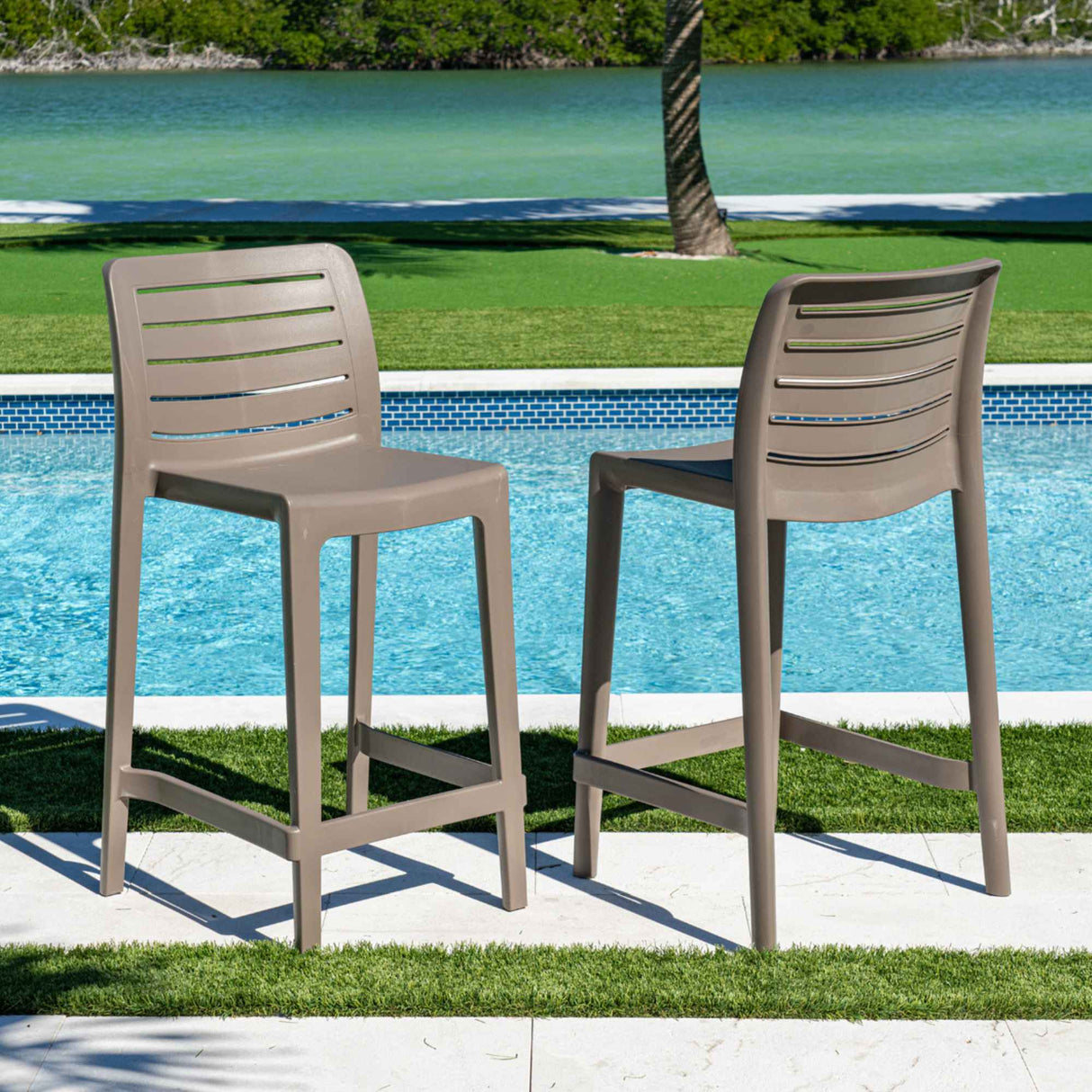Rainbow Outdoor Leva Set of 2 Counter Stools - Cappucino