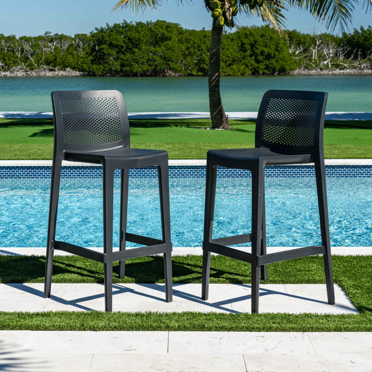 Rainbow Outdoor Lisa Set of 2 Barstools - Anthracite