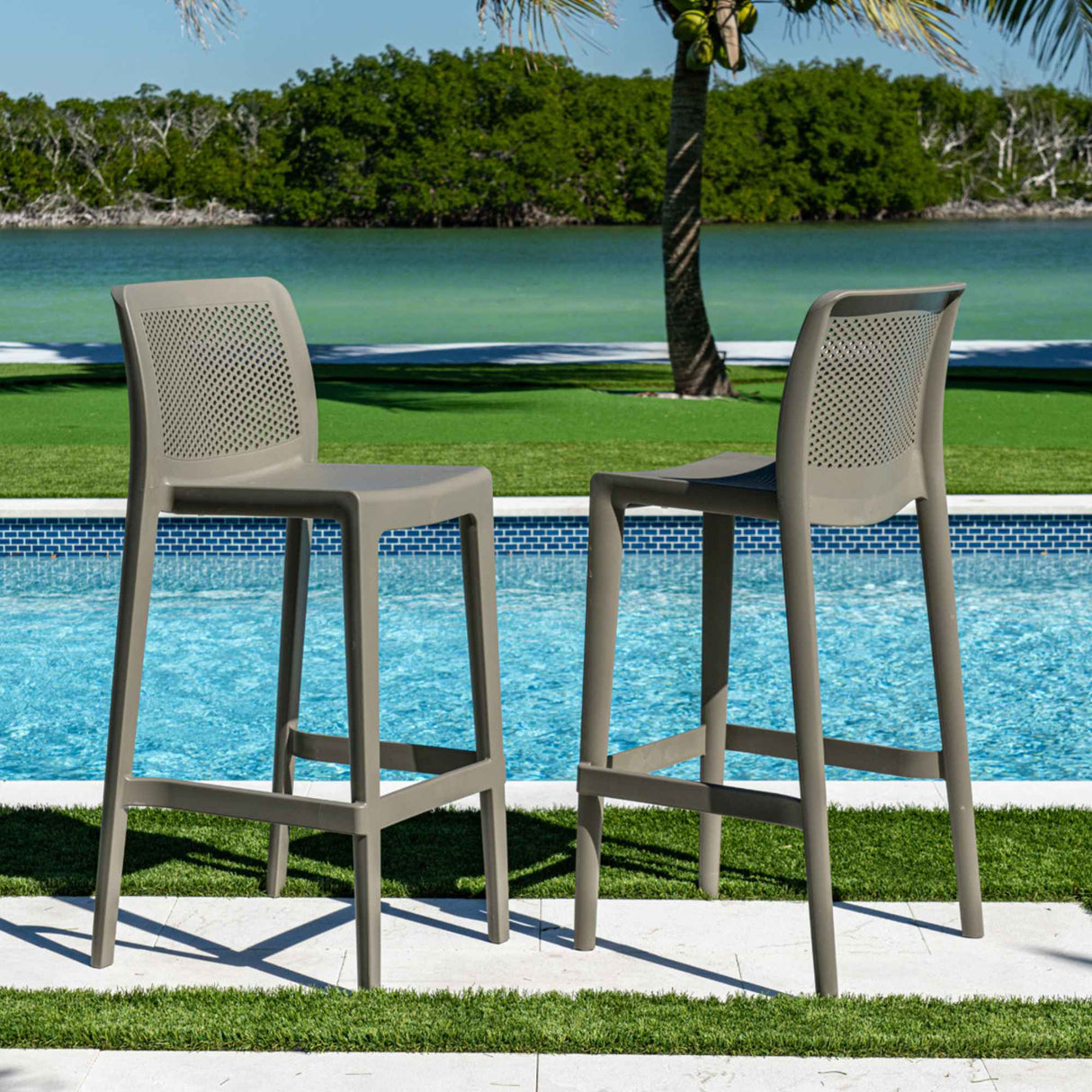 Rainbow Outdoor Lisa Set of 2 Barstools - Cappucino