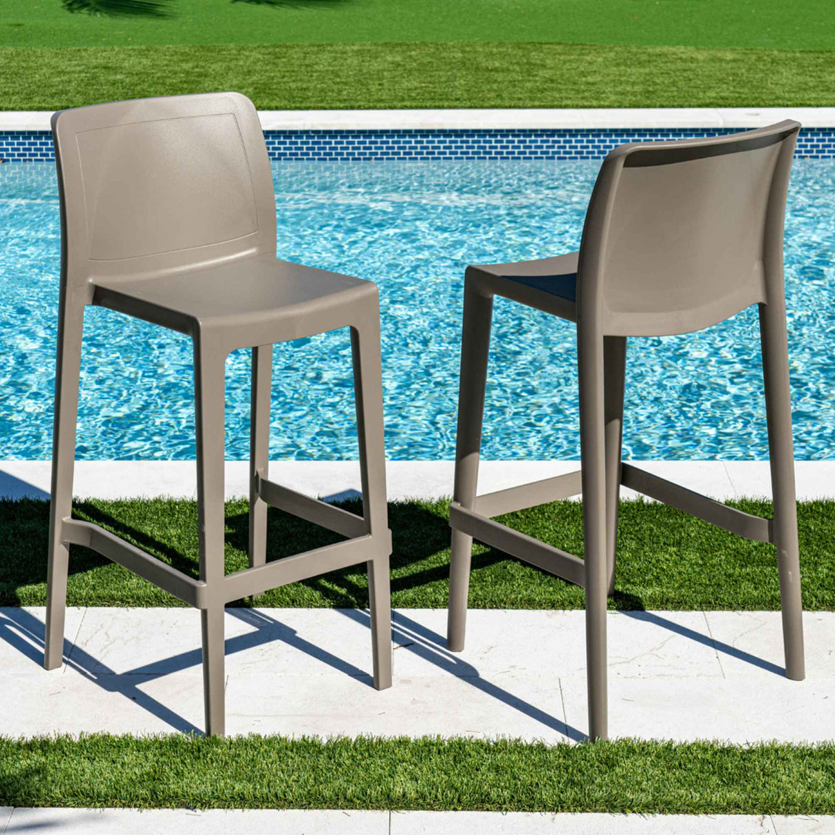 Rainbow Outdoor Luna Set of 2 Barstools - Cappuccino