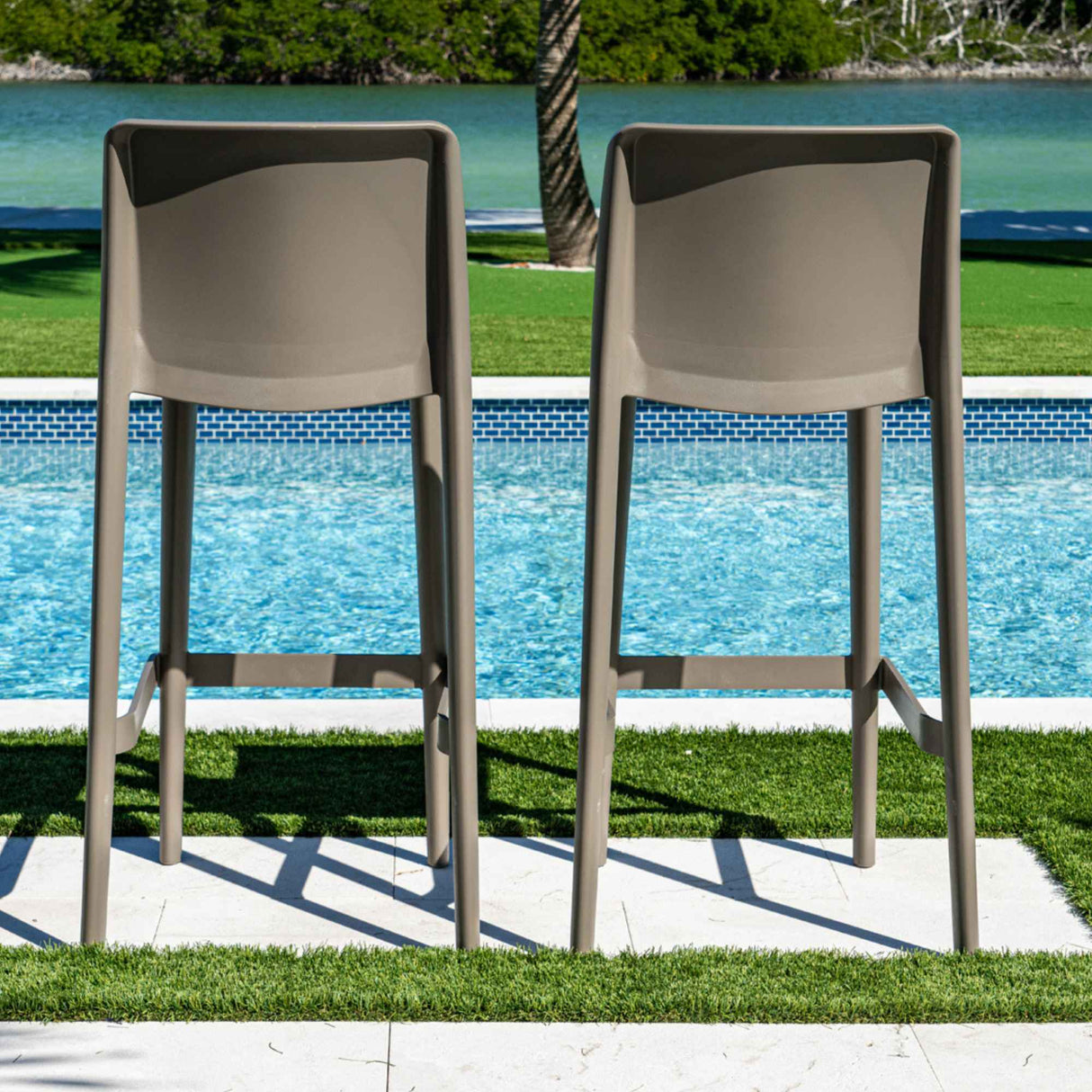 Rainbow Outdoor Luna Set of 2 Barstools - Cappuccino