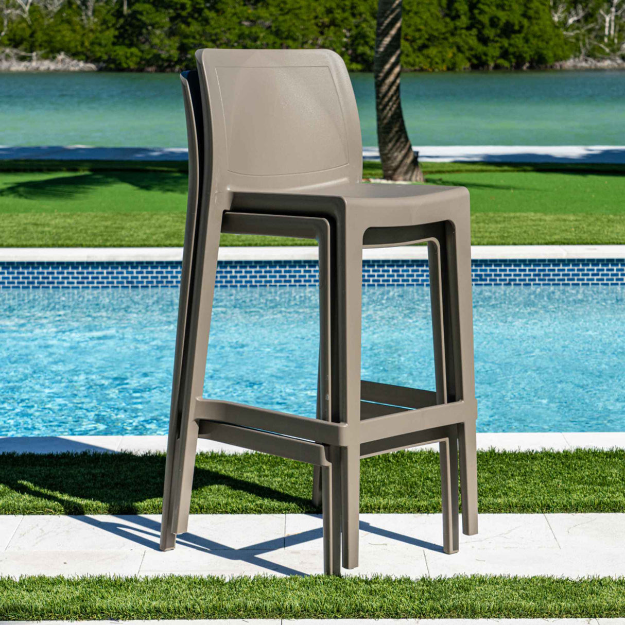 Rainbow Outdoor Luna Set of 2 Barstools - Cappuccino