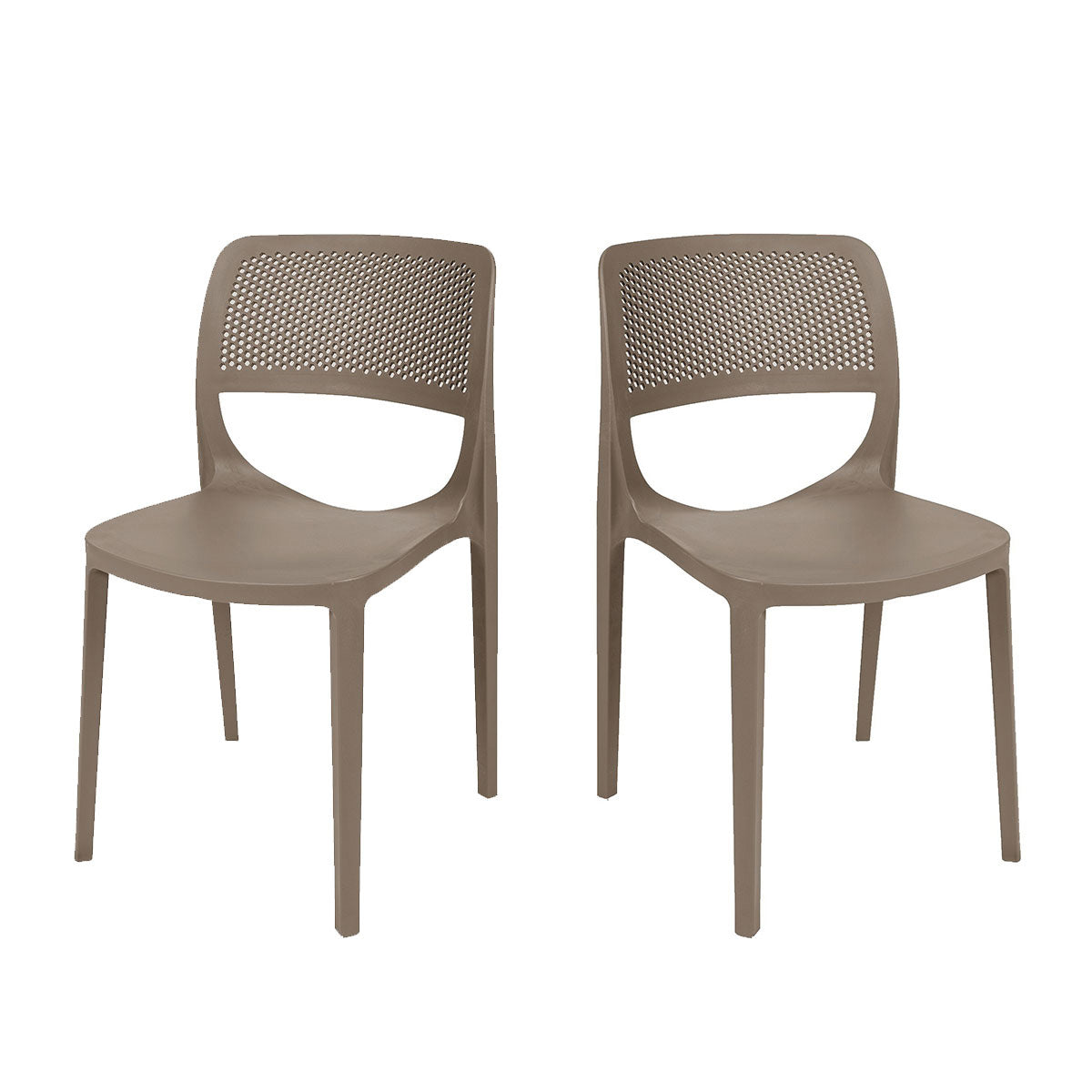 Rainbow Outdoor Mila Set of 2 Stackable Side Chair-Cappuccino