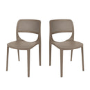 Rainbow Outdoor Mila Set of 2 Stackable Side Chair-Cappuccino