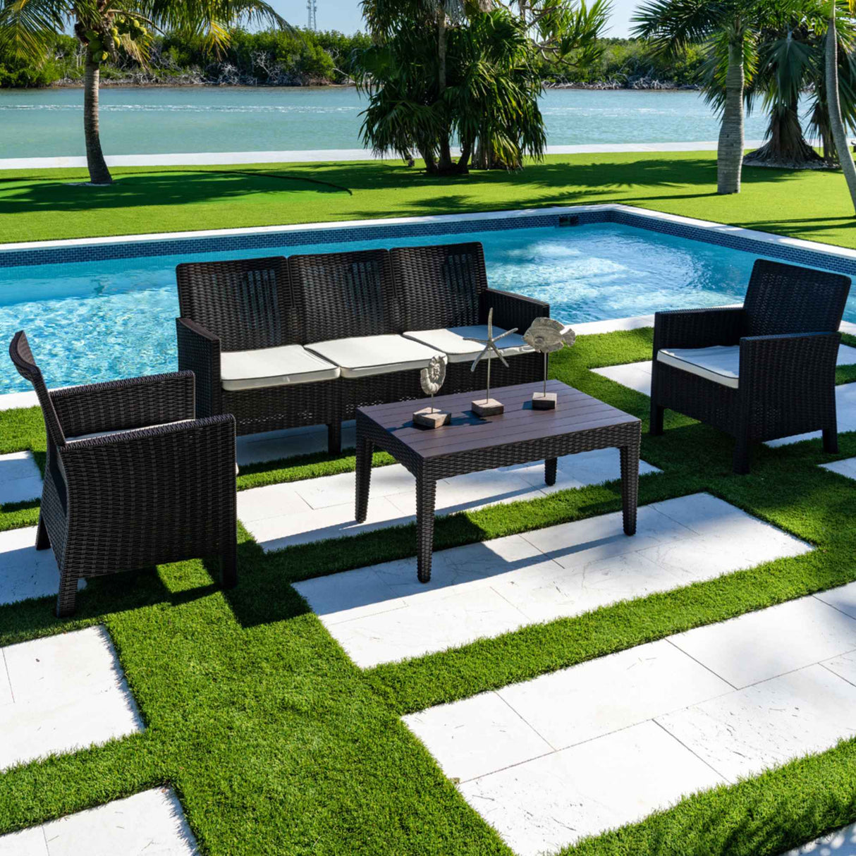 Rainbow Outdoor Nova 4-Piece Sofa Set with Cushions-Brown