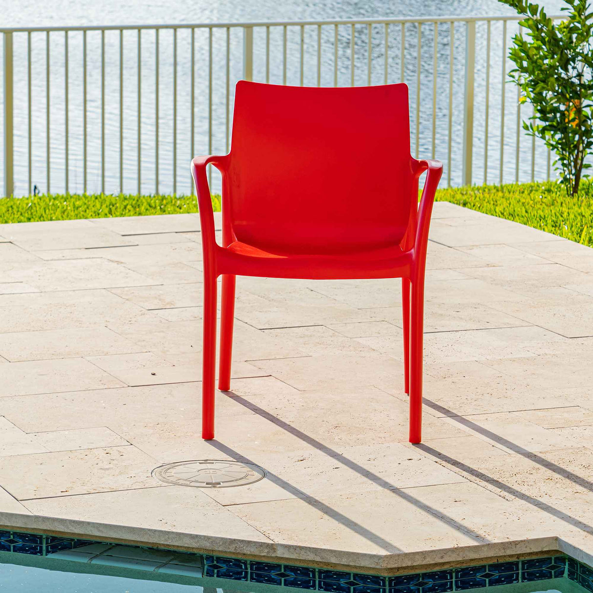 Rainbow Outdoor Pedro Set of 2 Stackable Armchair-Red