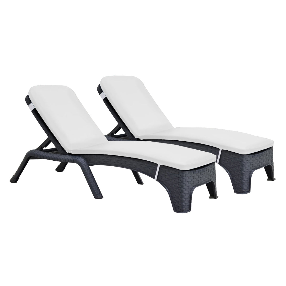 Rainbow Outdoor Roma Set of 2 Chaise Lounger With Cushion-Anthracite