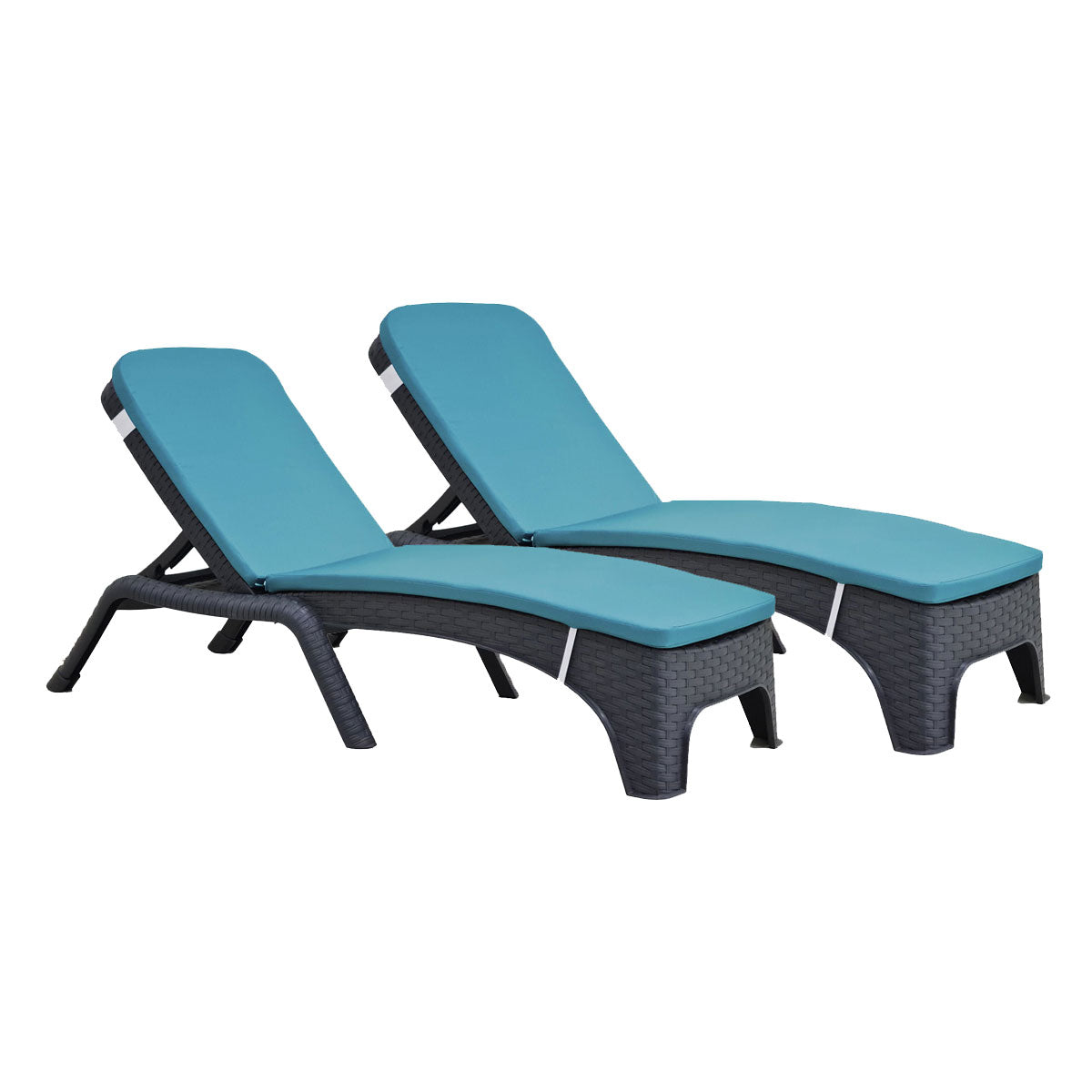 Rainbow Outdoor Roma Set of 2 Chaise Lounger With Cushion-Anthracite