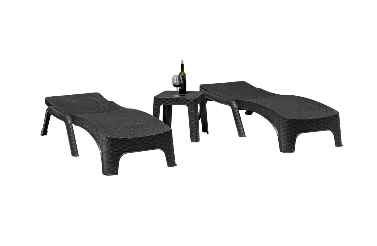 Rainbow Outdoor Roma 3-Piece Chaise Lounger Set-Anthracite