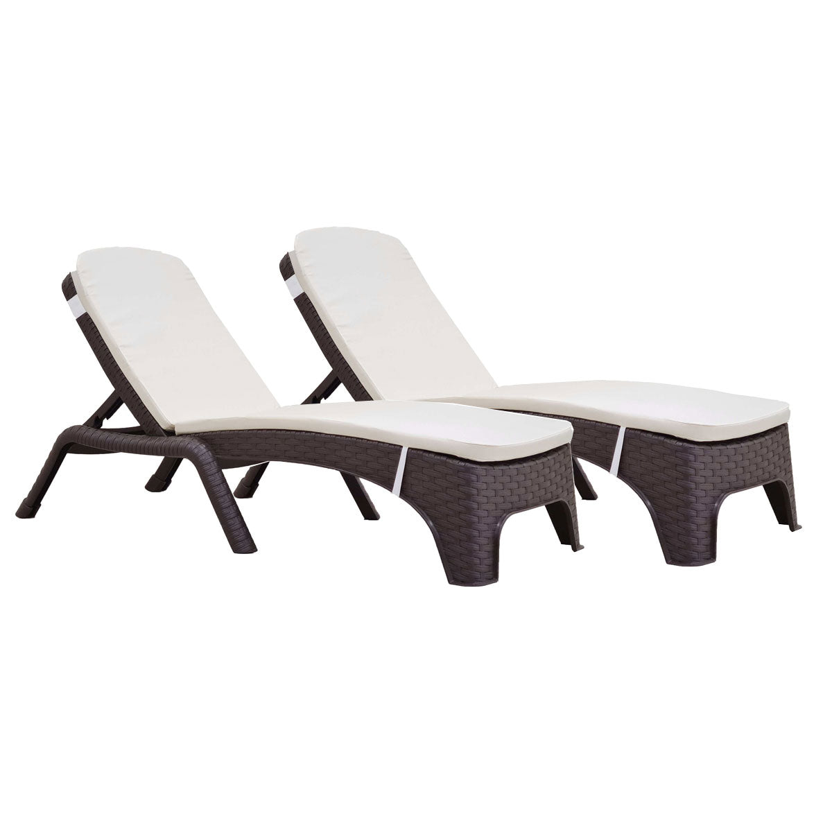 Rainbow Outdoor Roma Set of 2 Chaise Lounger With Cushion-Brown