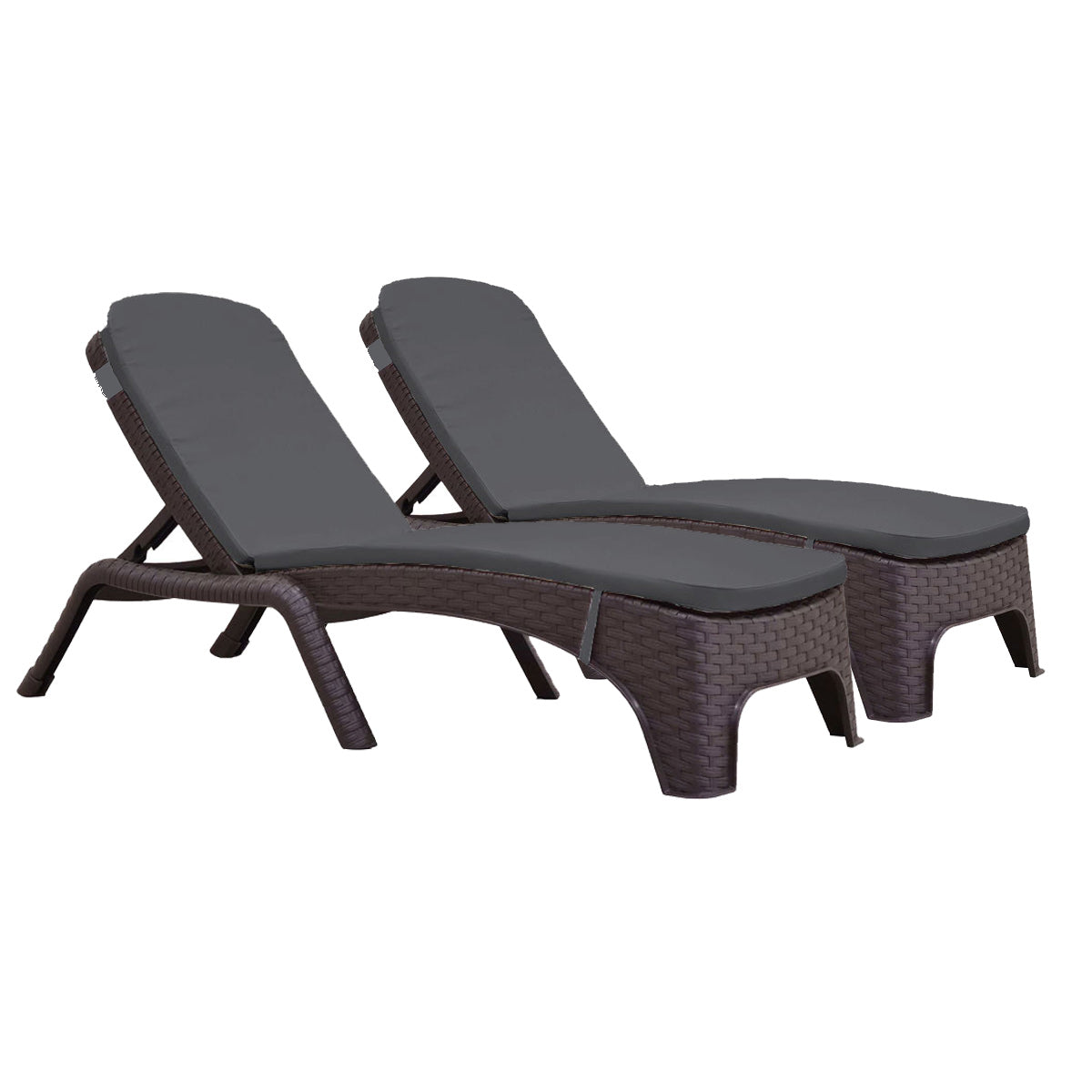 Rainbow Outdoor Roma Set of 2 Chaise Lounger With Cushion-Brown