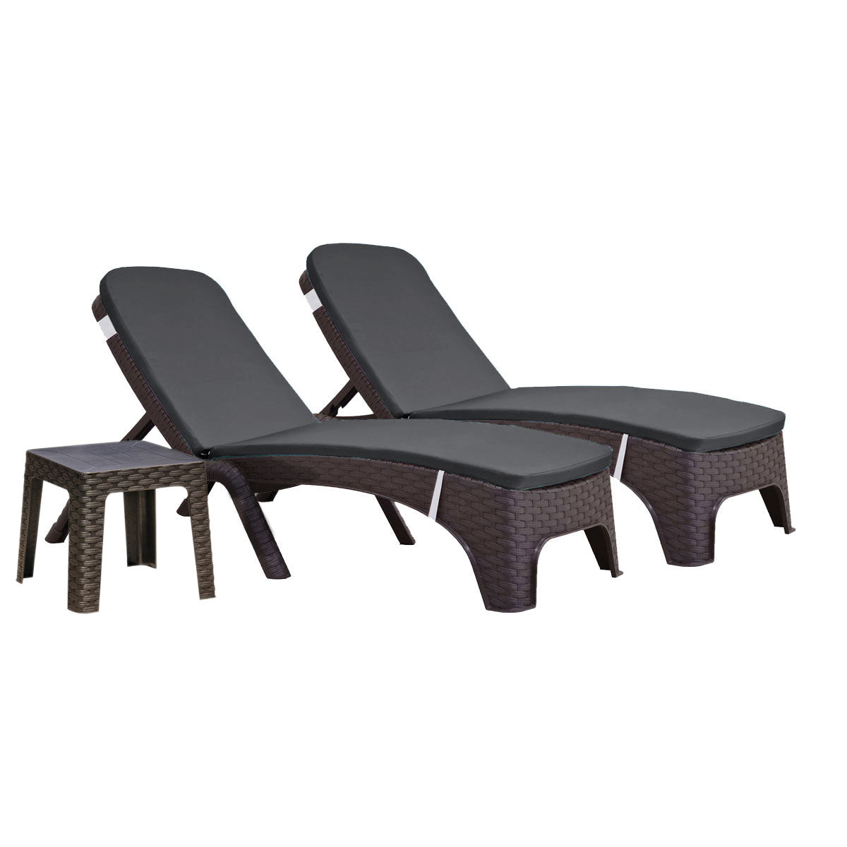 Rainbow Outdoor Roma 3-Piece Chaise Lounger Set With Cushion-Brown