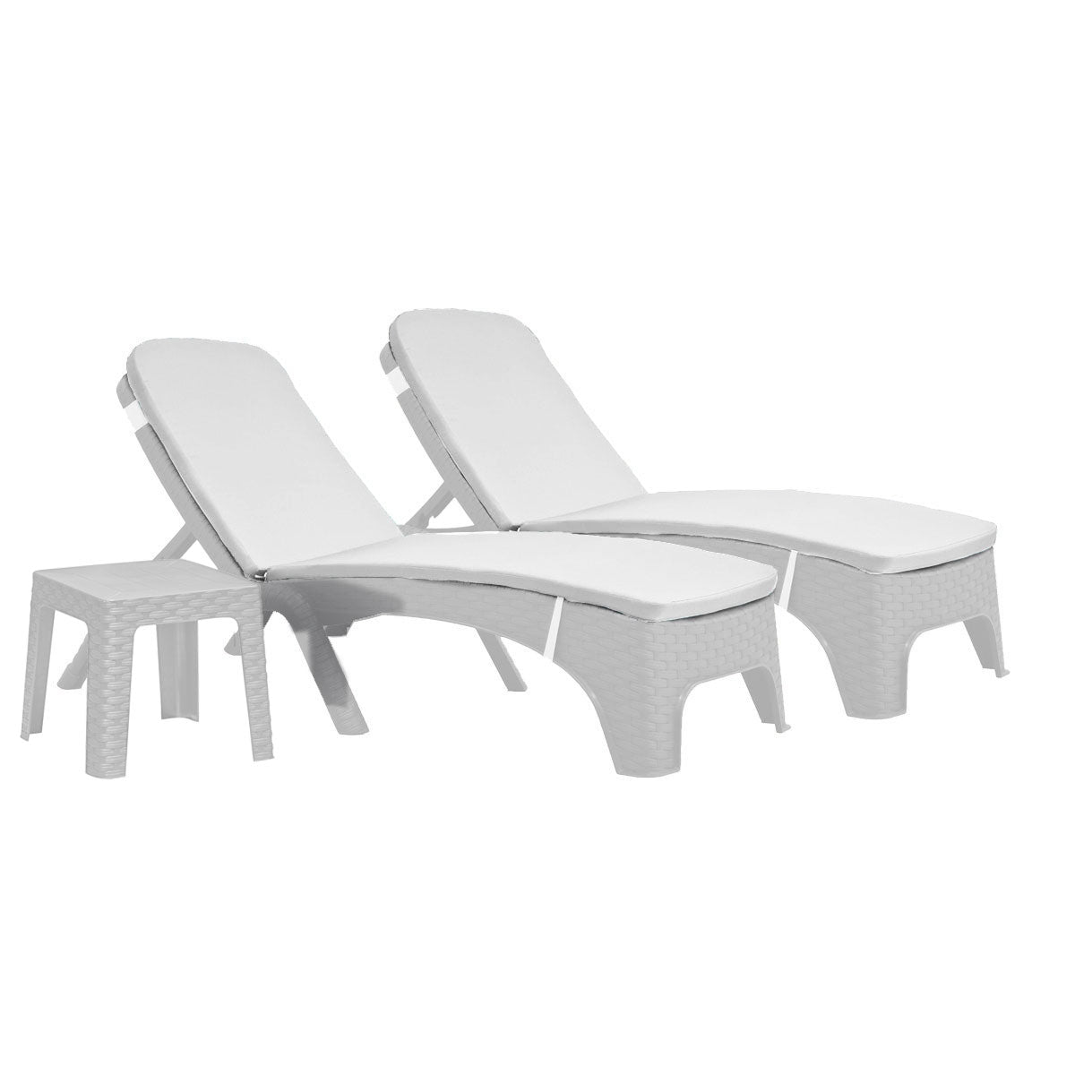 Rainbow Outdoor Roma 3-Piece Chaise Lounger Set With Cushion-White