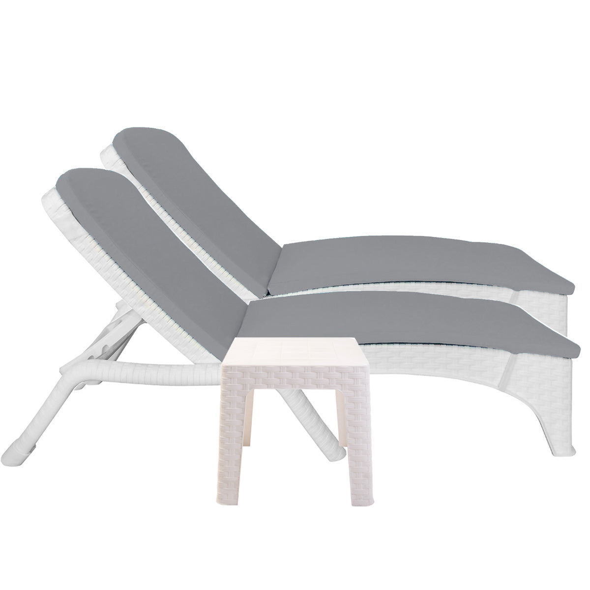 Rainbow Outdoor Roma 3-Piece Chaise Lounger Set With Cushion-White