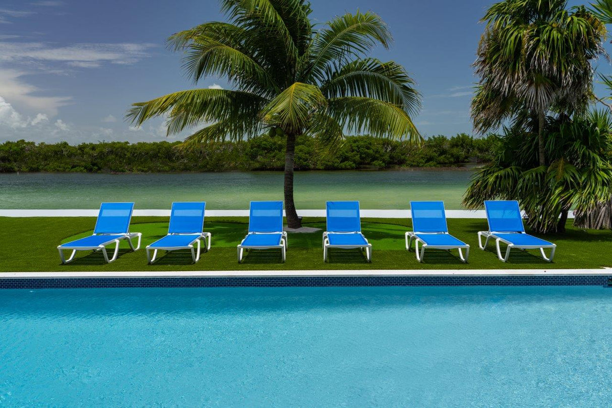 Rainbow Outdoor Florence Set of 2 Chaise Lounger - White - Blue Sling