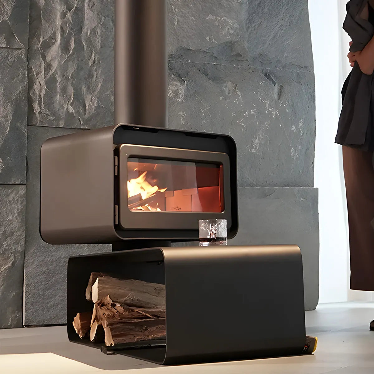 HearthArtSinn Ember 4 Simple Rotating Wood Burning Fireplace Wood Stove