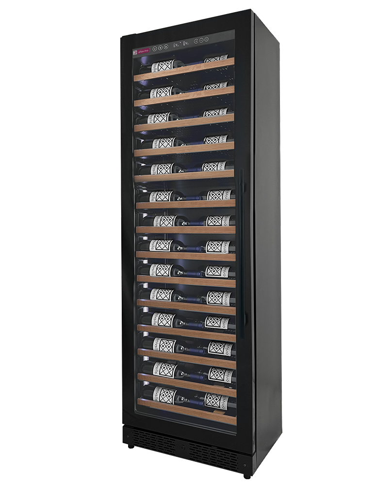 Allavino Reserva Series 67″ 71″ Tall Single Zone Left Hinge Black Shallow Wine Refrigerator with Wood Front Shelves