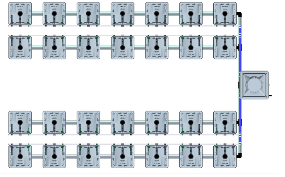 Alien Hydroponics RAIN 28 Pot 4 Row Kit