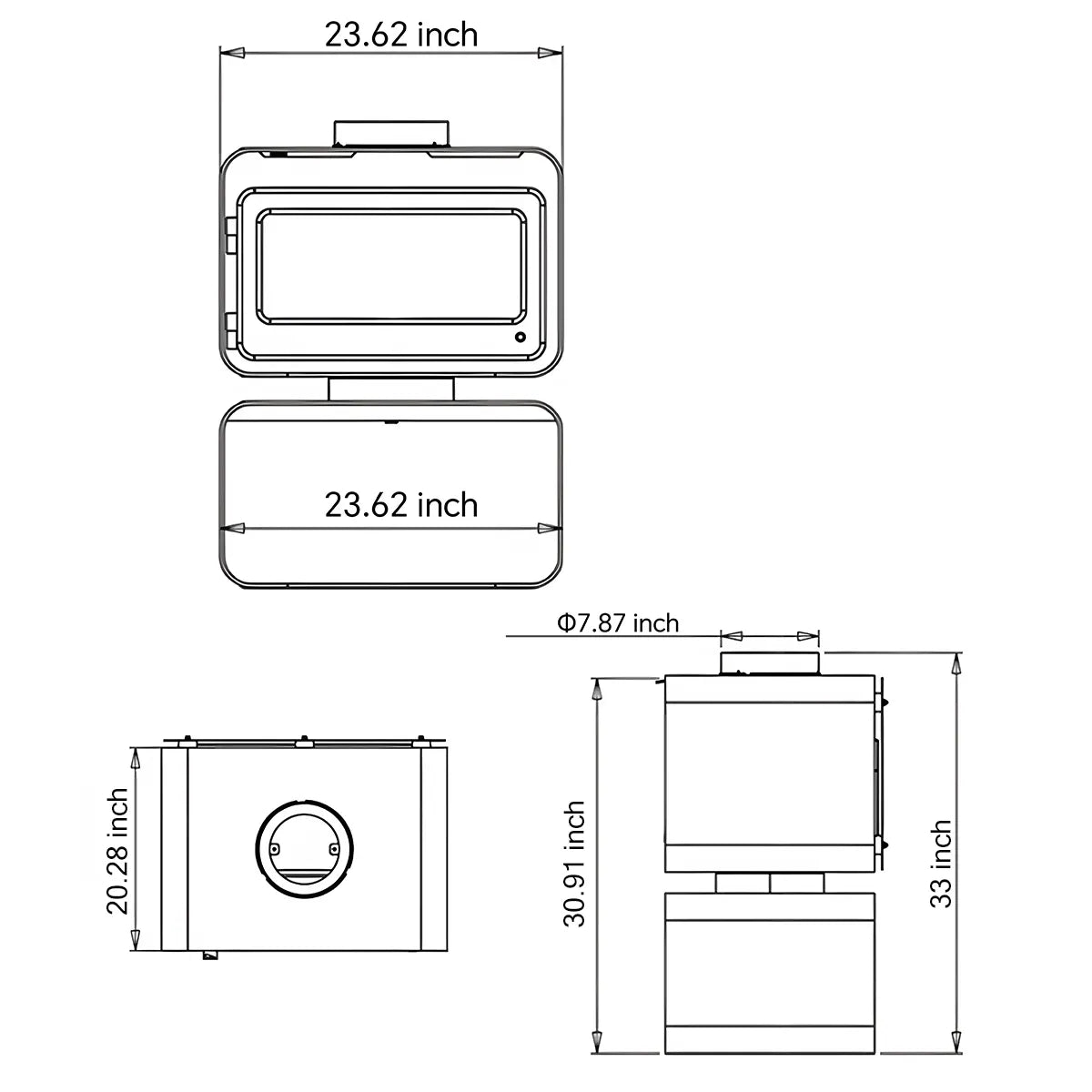 HearthArtSinn Ember 4 Simple Rotating Wood Burning Fireplace Wood Stove