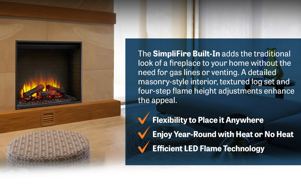 SimpliFire 36-Inch Built-In Electric Fireplace