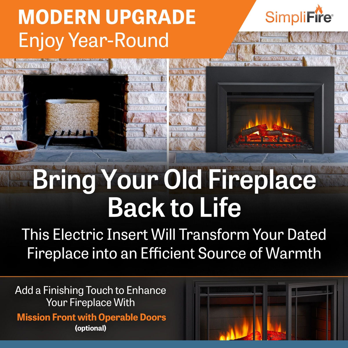 SimpliFire 35-Inch Traditional Electric Fireplace Insert
