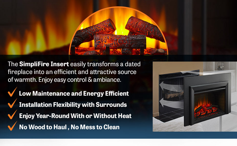 SimpliFire 25-Inch Traditional Electric Fireplace Insert