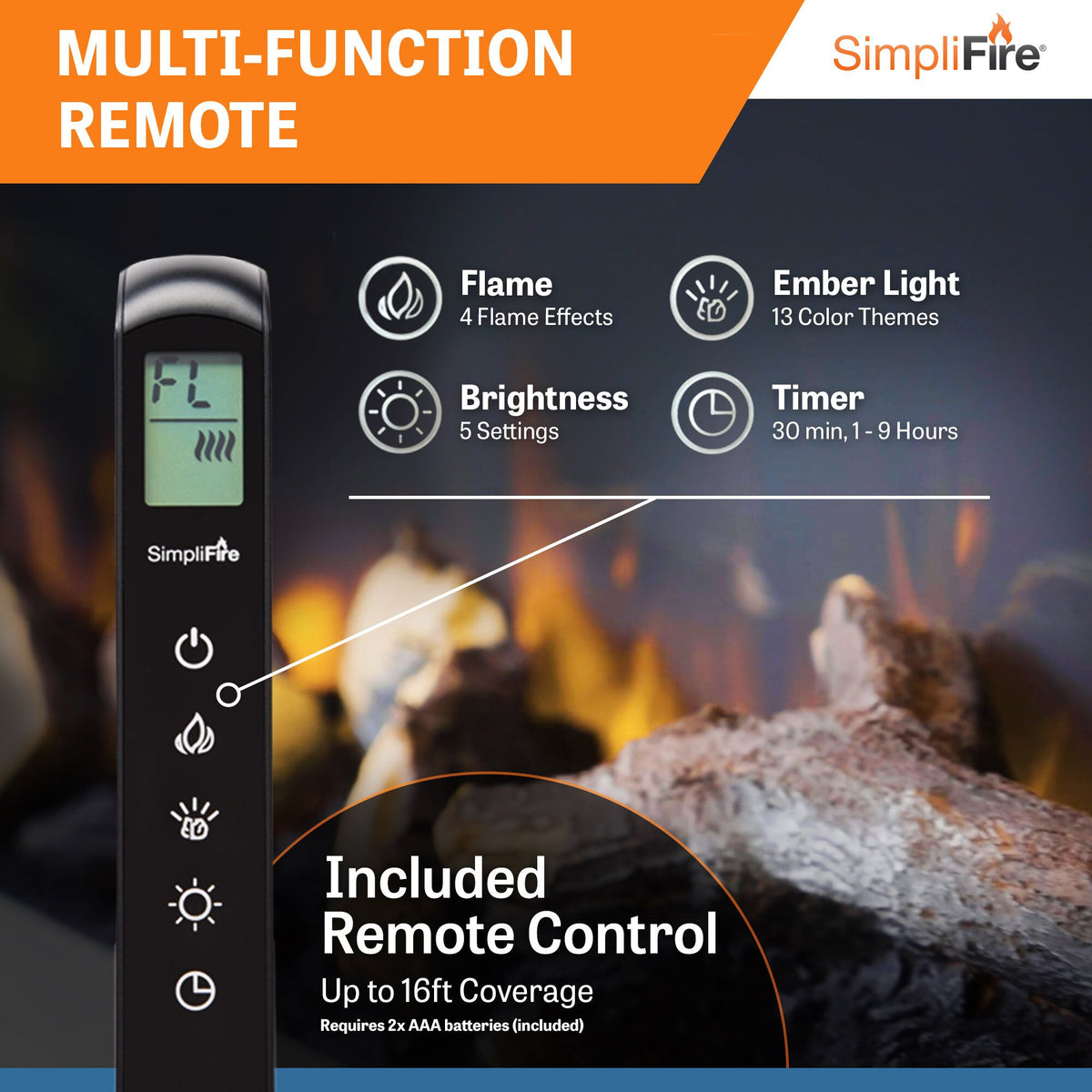 SimpliFire Forum Outdoor 43-Inch Built-In/Recessed Linear Electric Fireplace