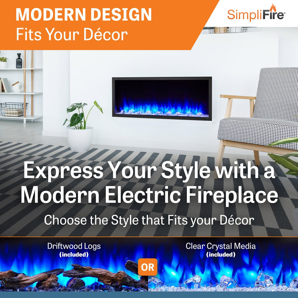 SimpliFire Scion 43-Inch Built-In Linear Electric Fireplace