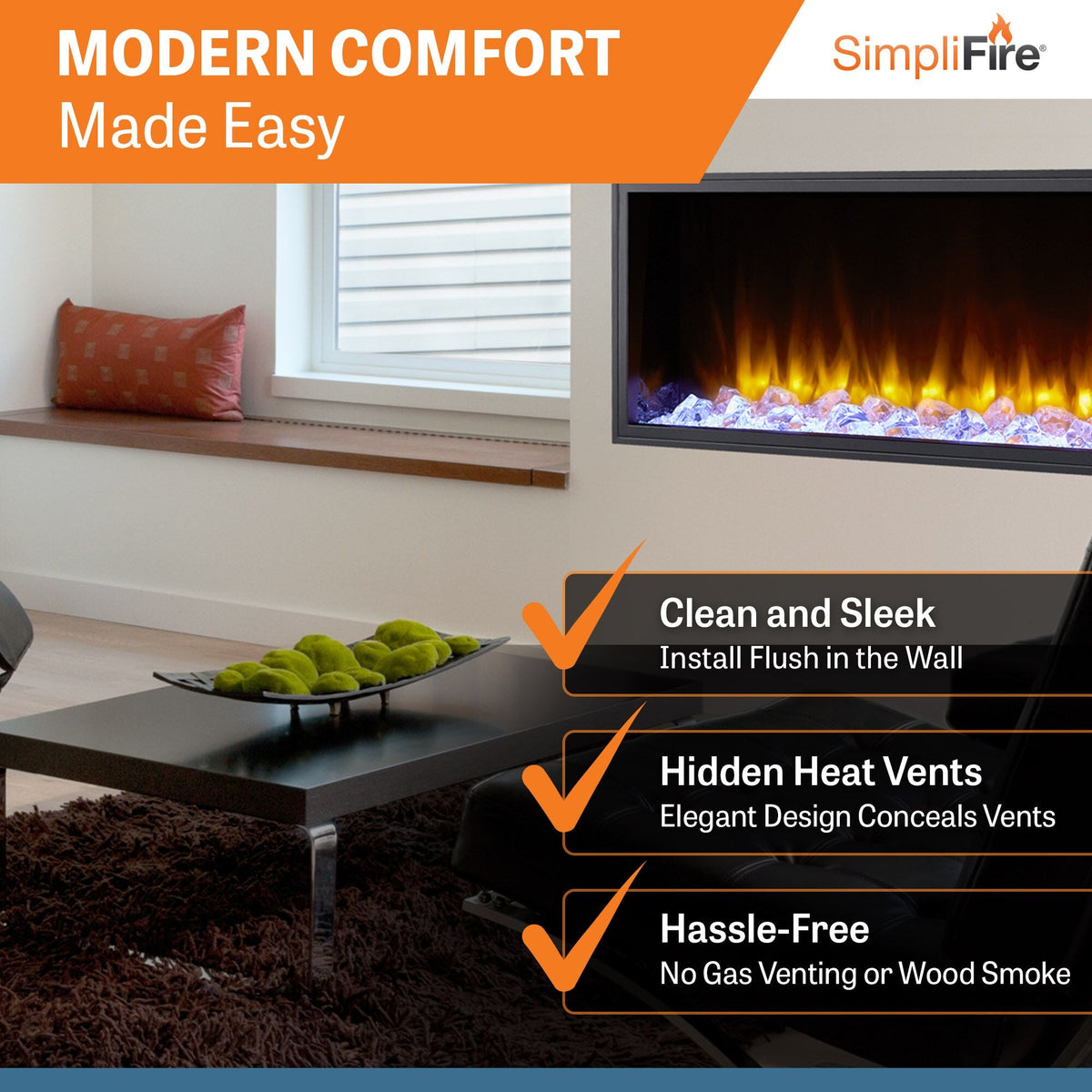 SimpliFire Scion 43-Inch Built-In Linear Electric Fireplace