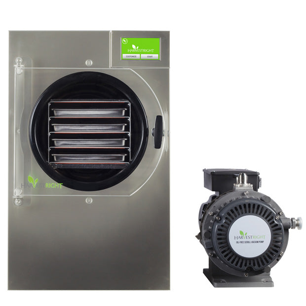 Harvest Right Small Home Pro Freeze Dryer with Oil Free Vacuum Pump, 4 Trays and Mylar Starter Kit in Stainless Steel