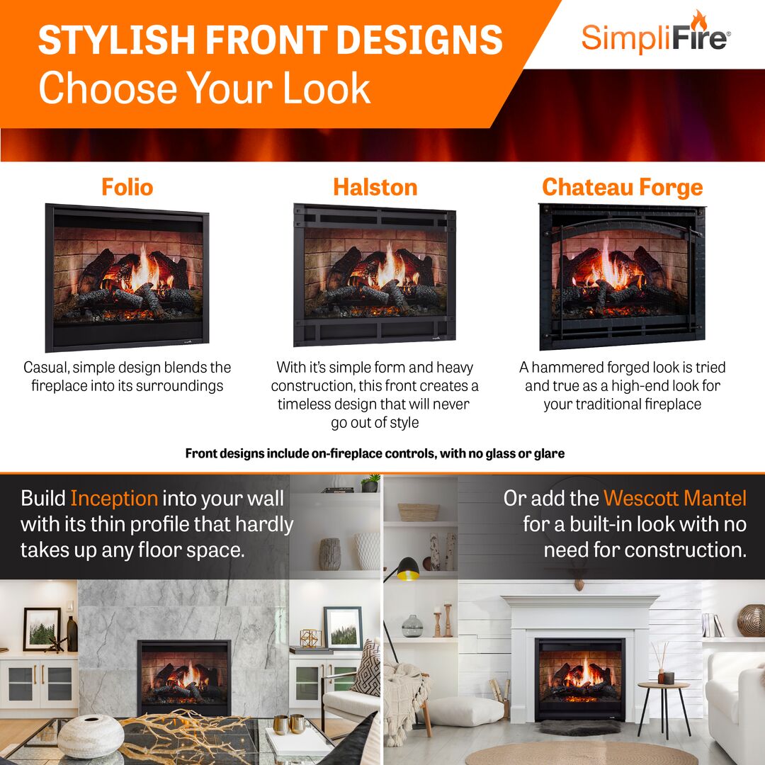 SimpliFire 36-Inch Inception Traditional Electric Fireplace