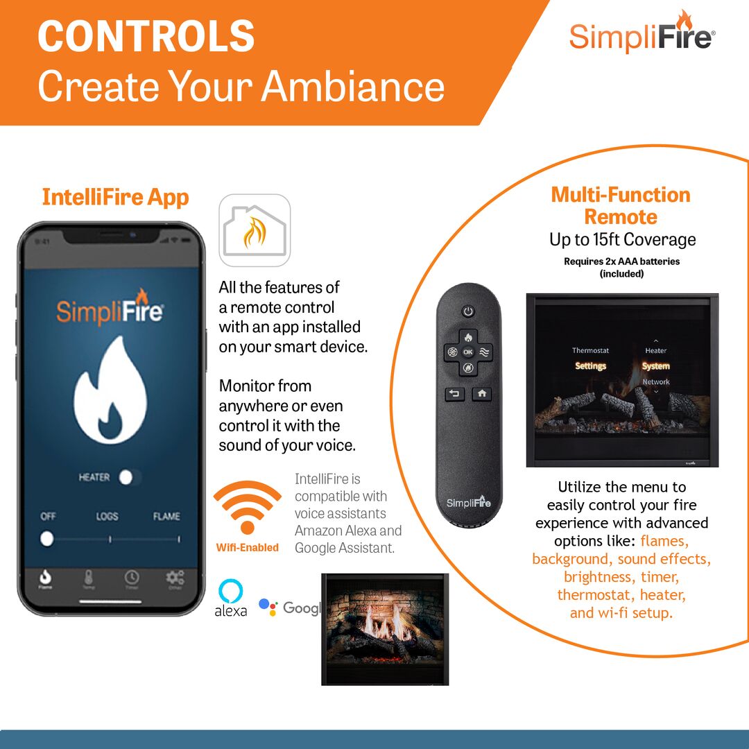 SimpliFire 36-Inch Inception Traditional Electric Fireplace