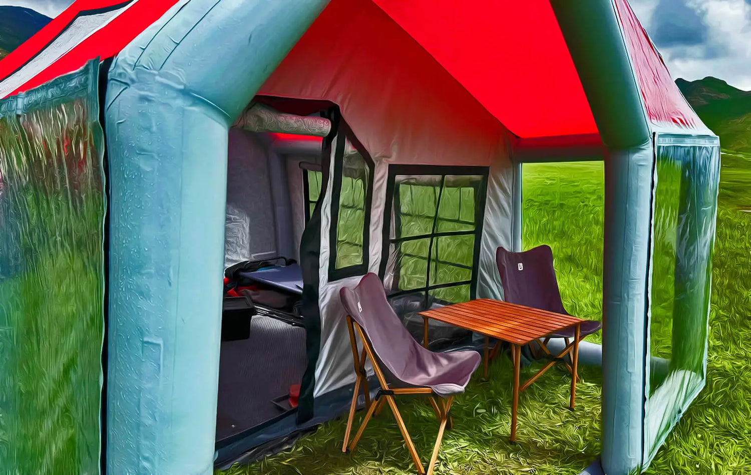 Sonmez Outdoor Aero Cabin All Season Inflatable Tent with Digital Air Pump