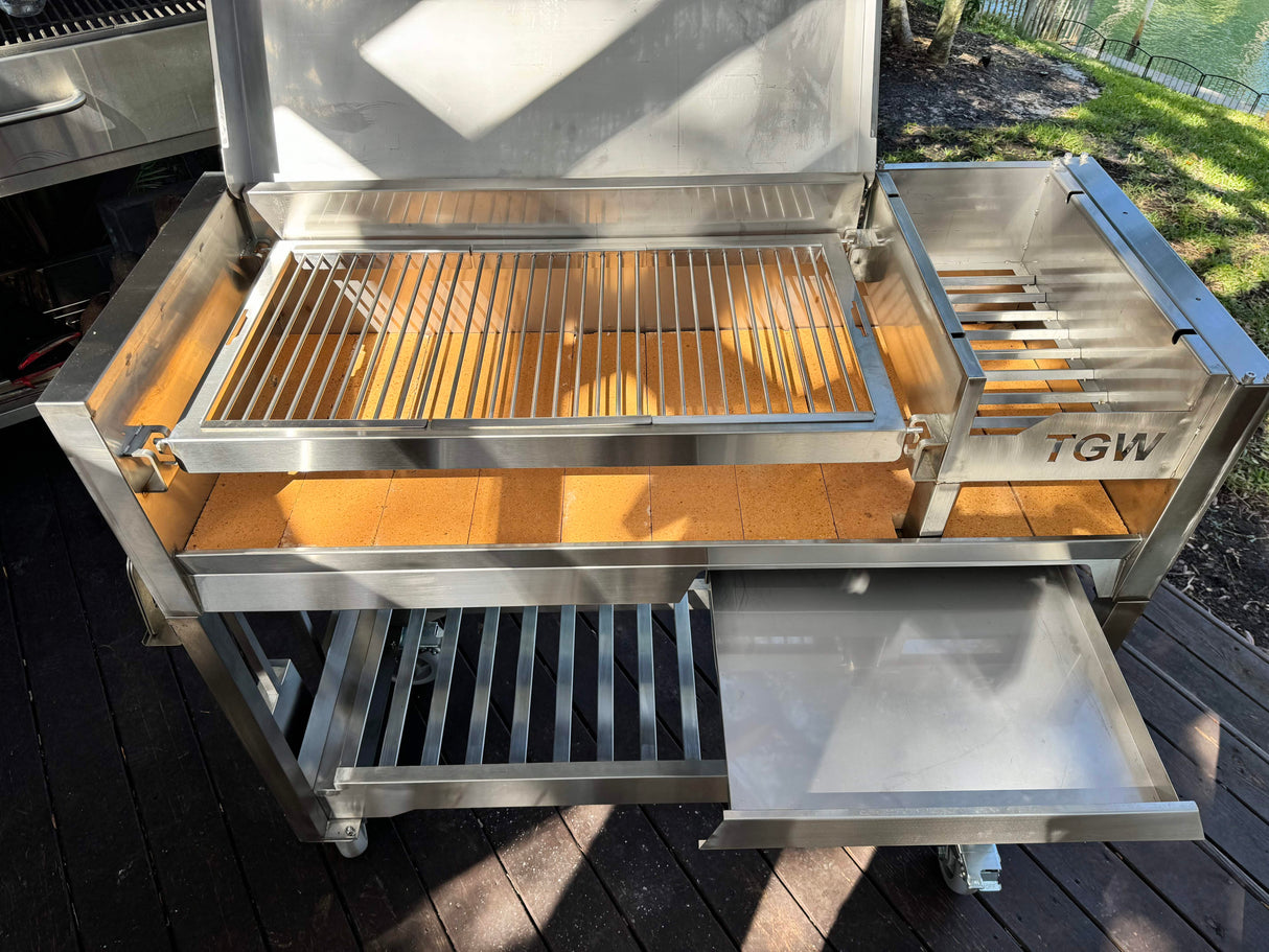 Tagwood BBQ Argentine Wood Fire & Charcoal Gaucho Grill BBQ18SS Stainless Steel Freestanding Grill with Shovel Poker & Heavy-Duty Casters for Mobility PRE-ORDER