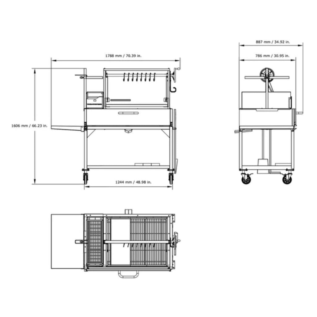 Tagwood BBQ 70" All Stainless Steel XL Argentine Wood Fire & Charcoal Grill BBQ23SS