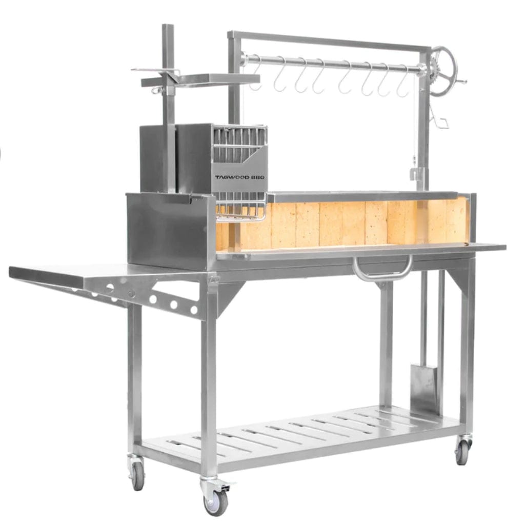 Tagwood BBQ Argentine Santa Maria 68" Stainless Steel Wood Fire and Charcoal Gaucho Grill BBQ03SS