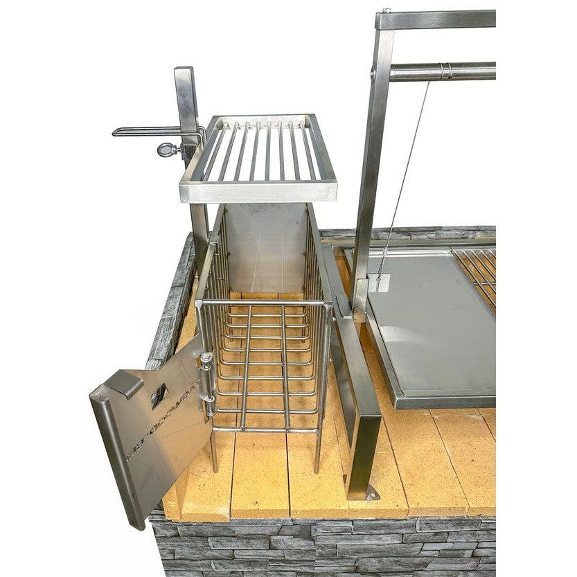 Tagwood BBQ Argentine Santa Maria 40" Insert Style Stainless Steel Wood Fire and Charcoal Gaucho Grill With Firebricks BBQ09SS