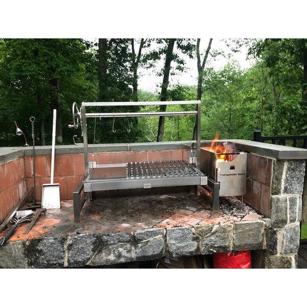 Tagwood BBQ Argentine Santa Maria 40" Insert Style Stainless Steel Wood Fire and Charcoal Gaucho Grill With Firebricks BBQ09SS