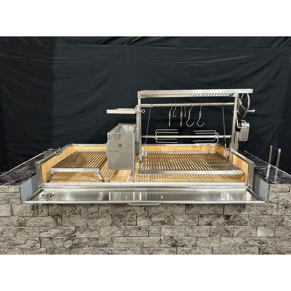 Tagwood BBQ Argentine Santa Maria 73" Stainless Steel Built-In Wood Fire and Charcoal Gaucho Grill BBQ28SS