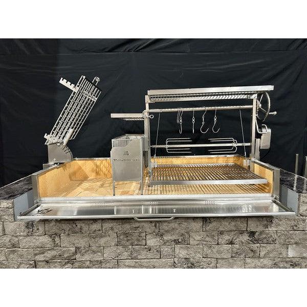 Tagwood BBQ Argentine Santa Maria 73" Stainless Steel Built-In Wood Fire and Charcoal Gaucho Grill BBQ28SS