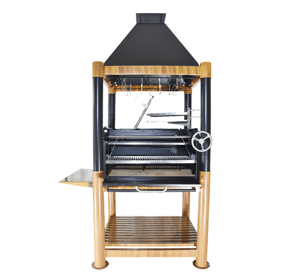 Tagwood BBQ The Beast Argentine Santa Maria Style 36" x 17" Stainless Steel Wood Fire and Charcoal Gaucho Grill BBQ02SI